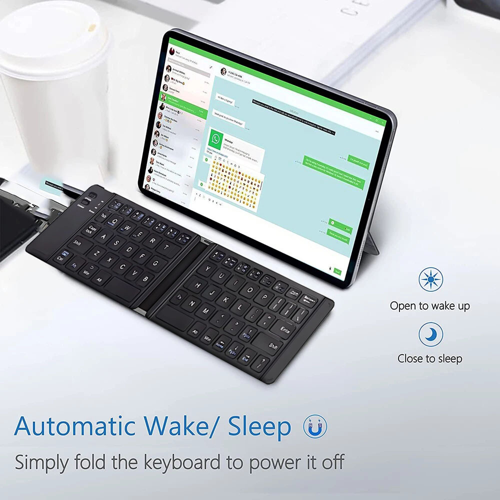 Rechargeable Bluetooth Foldable Keyboard PC iPhone iOS Android CellPhone 67 Keys