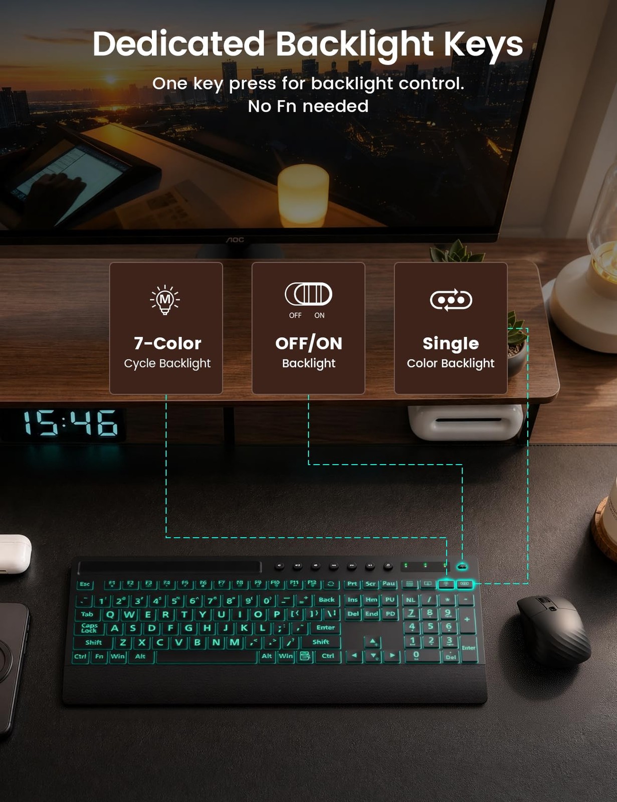 SABLUTE K31PRO Large Print Backlit Keyboard, Plug and Play USB Wired Computer Ke