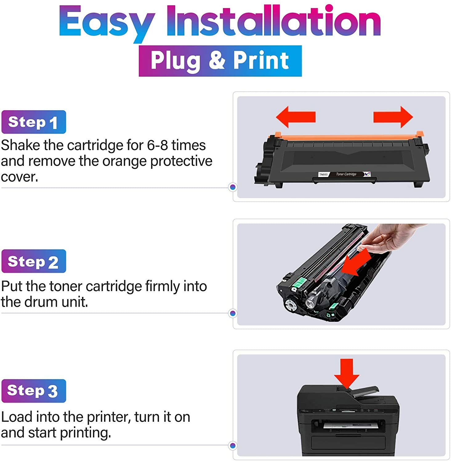 2 High Yield TN660 Toner Cartridge Compatible For Brother MFC-L2740DW L2700DW