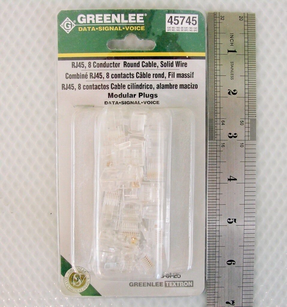 25 Set Greenlee RJ45 8 Conductor Round, Solid Wire