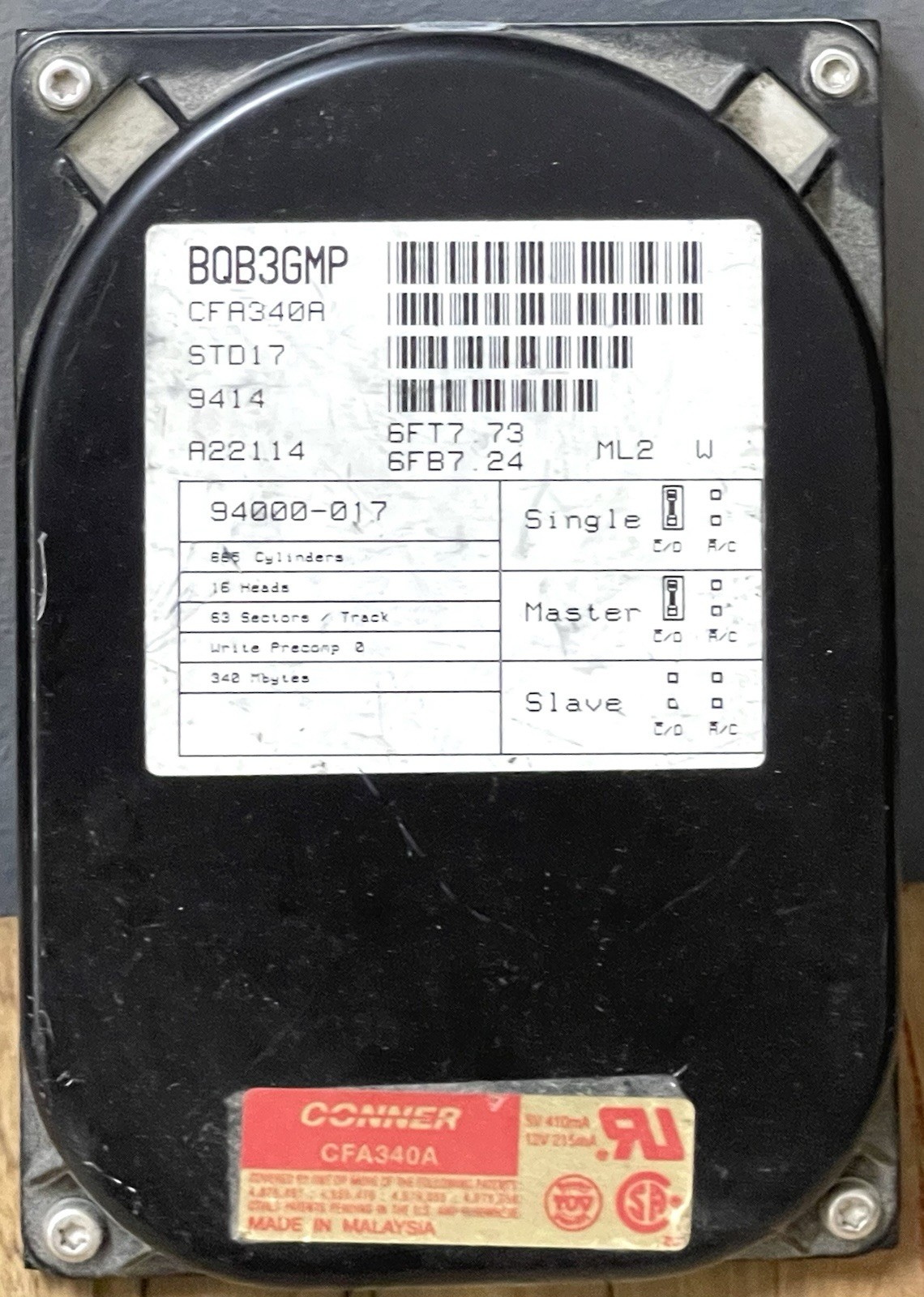 Conner 340Mb PATA HDD CFA340A