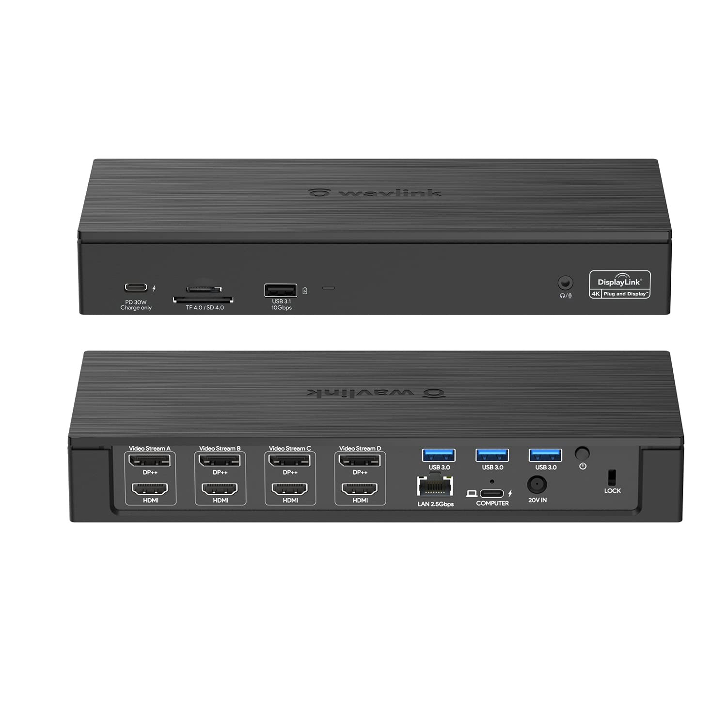 WAVLINK DisplayLink Docking Station Quad Monitor 5K 100W Charging