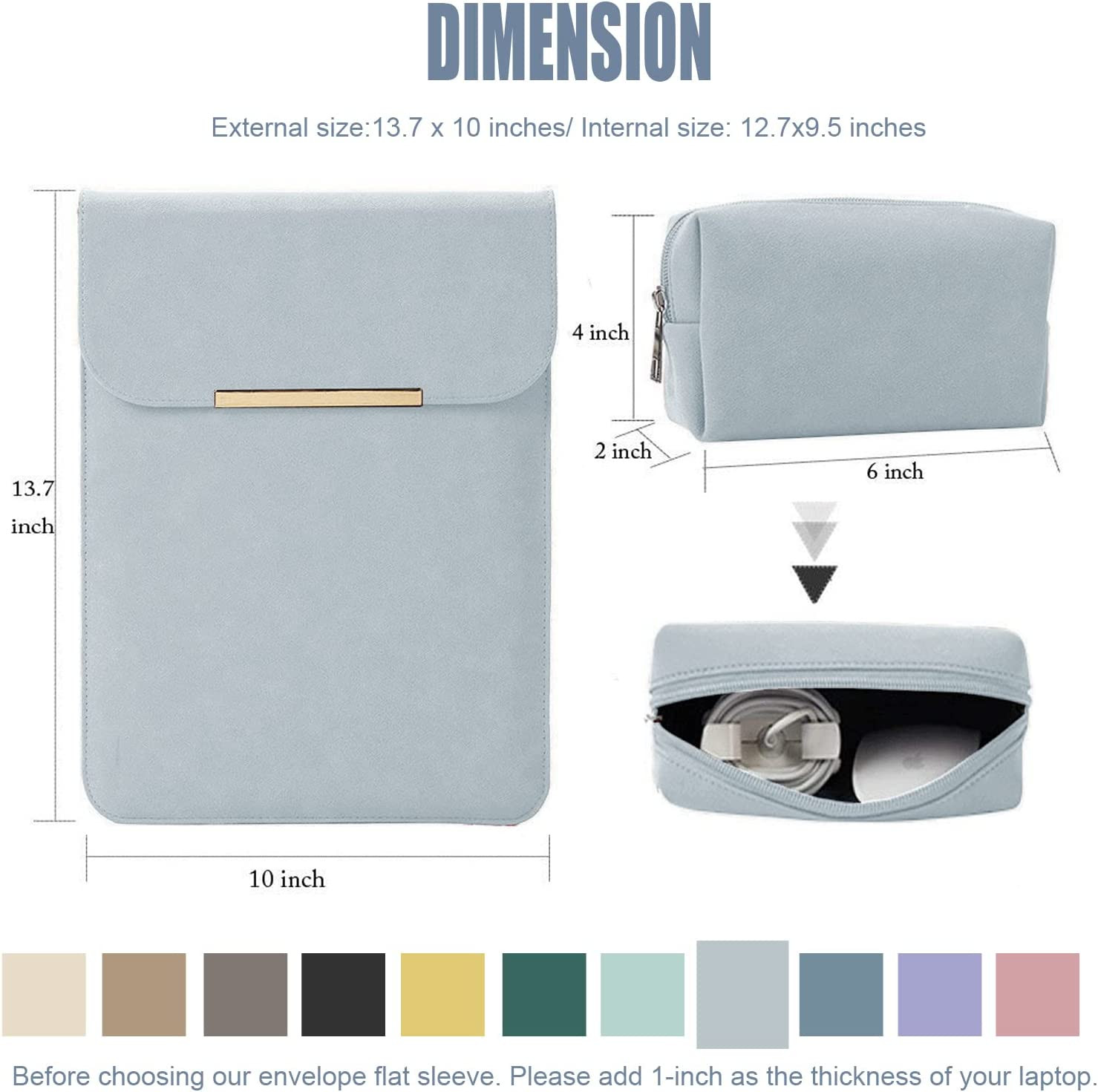 13.3-14 Inch Laptop Sleeve Case Faux Suede Leather for 13.3 13.5 13.6 14 Inches