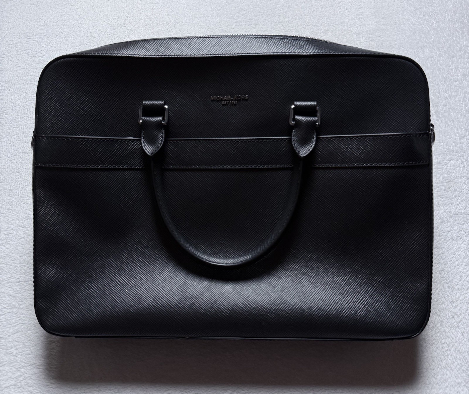 Michael Kors Harrison Front Zip Briefcase Laptop Bag Black Leather