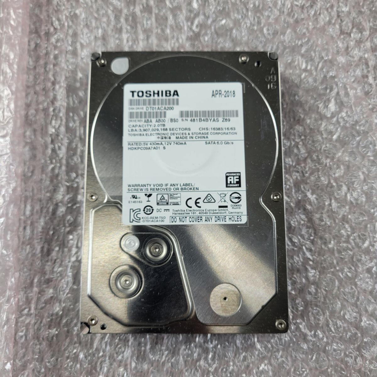 Toshiba Hard Drive 2TB 3.5 SATA III DT01ACA200 7200RPM Tested Clean SMART