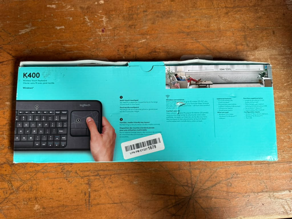 Logitech K400 Wireless Touch Keyboard with Touchpad for Windows Black