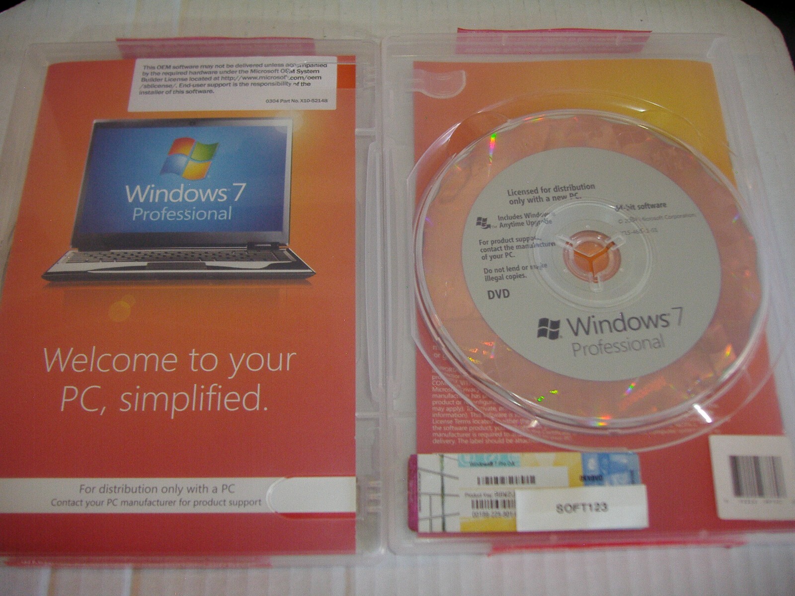 Microsoft Windows 7 Professional 64 bit x64 Full English DVD MS WIN=NEW SEALED=