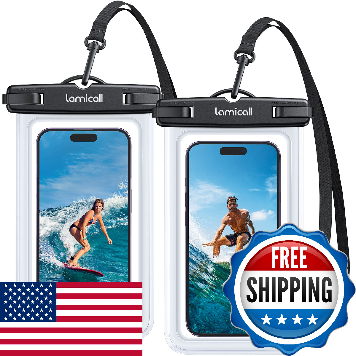 Lamicall Waterproof Phone – 2 Pack Ipx8 Essentials Touch Screen Easy Lock