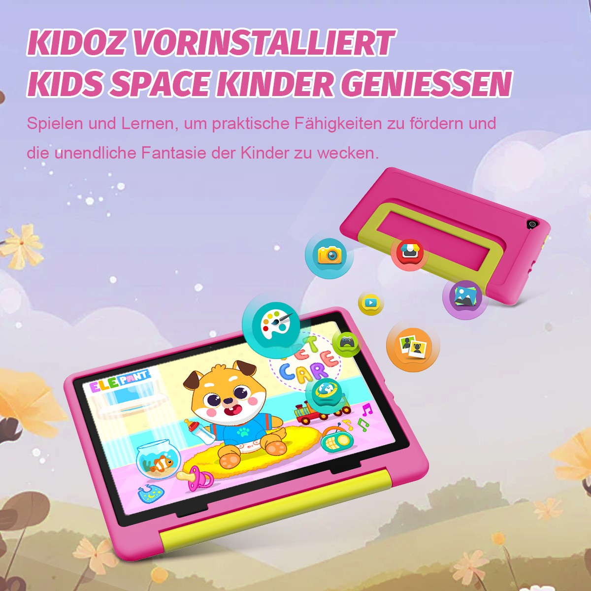 AEEZO Kids Tablet 10.1 inch Android 15, 20GB+64GB ROM, Dual Camera 5MP+8MP,10 pc