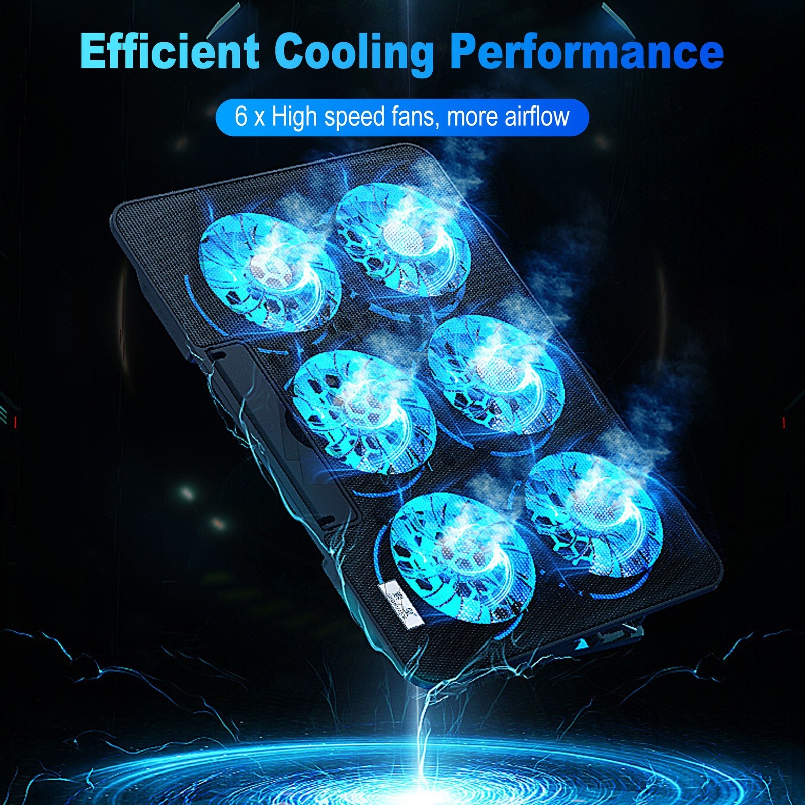 Upgraded Foldable Laptop 6 Quiet Cooler Cooling Pad Stand With Phone Holder