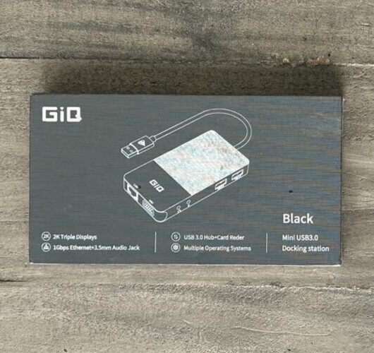 USB Docking Station GIQ USB C hub USB 3.0 to Dual HDMI VGA Adapter Black- New