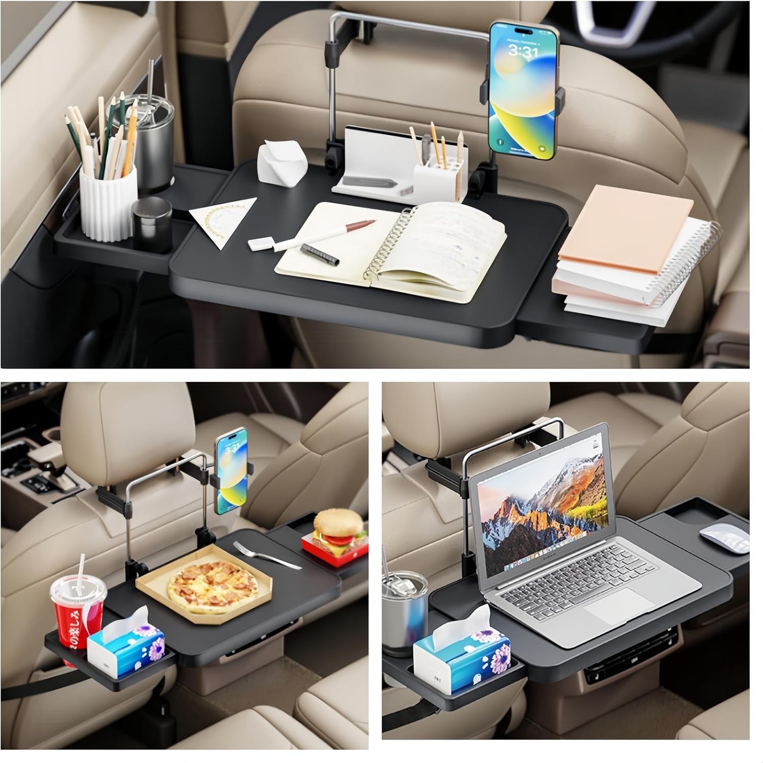 Upgraded Car Steering Wheel Tray Back Seat Table Car Desk for Laptop Adjustable
