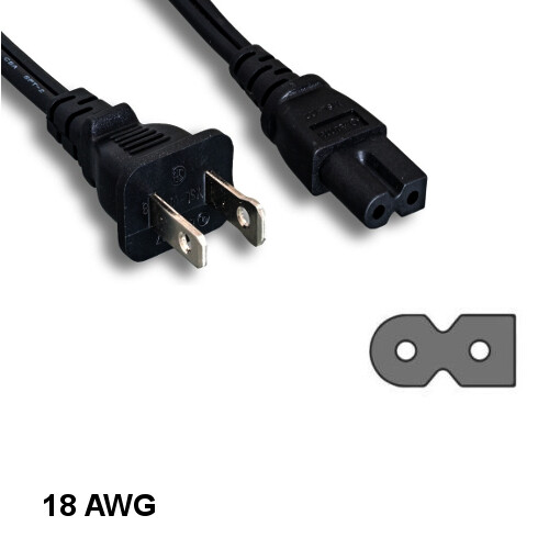 10ft Polarized AC Power Cable Cord NEMA1-15P to IEC-60320 C7 18AWG 10A/125V SPT2