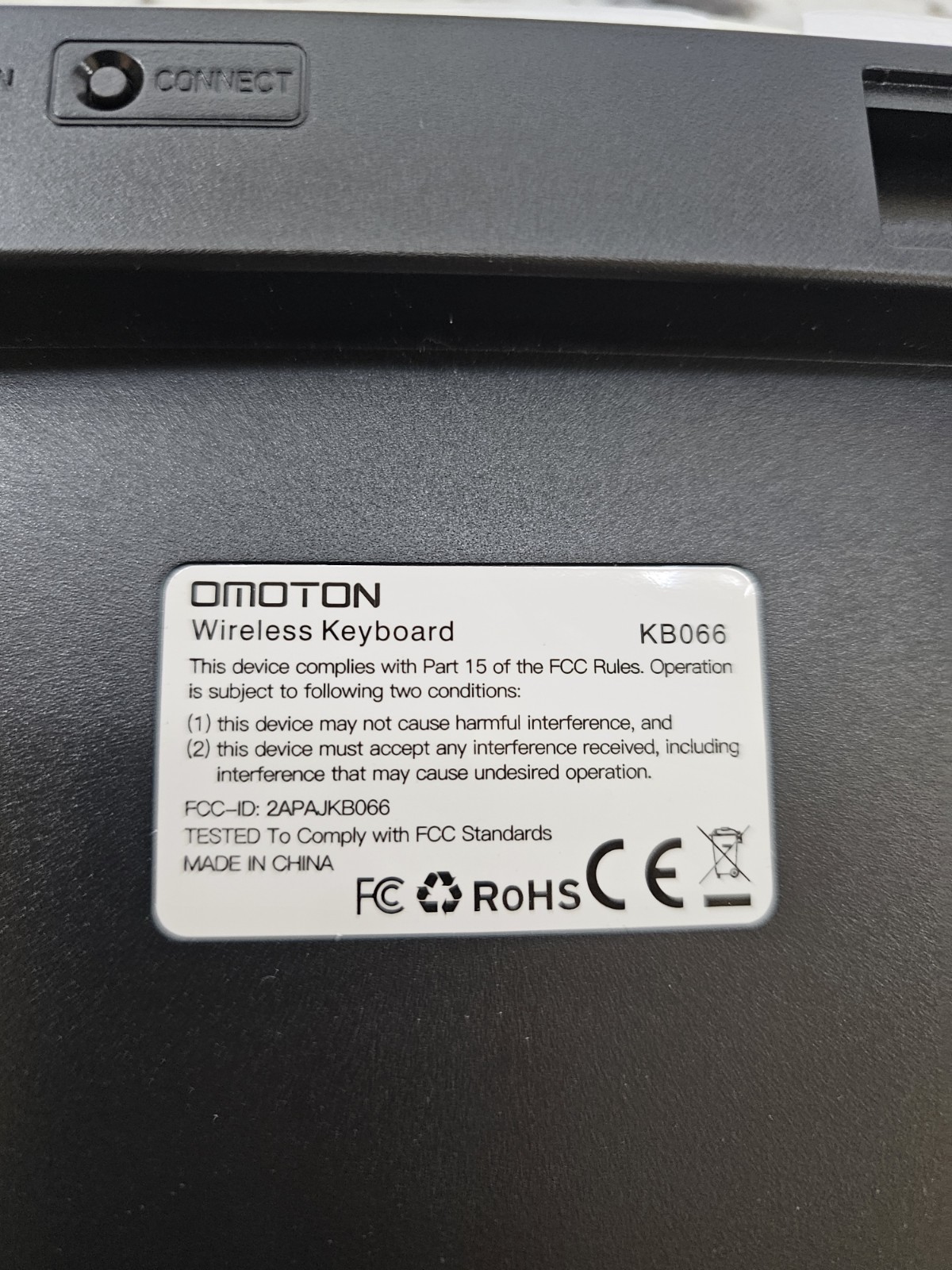 Omotion Keyboard KB066 Black Wireless Replaceable Battery -Battery Not Included