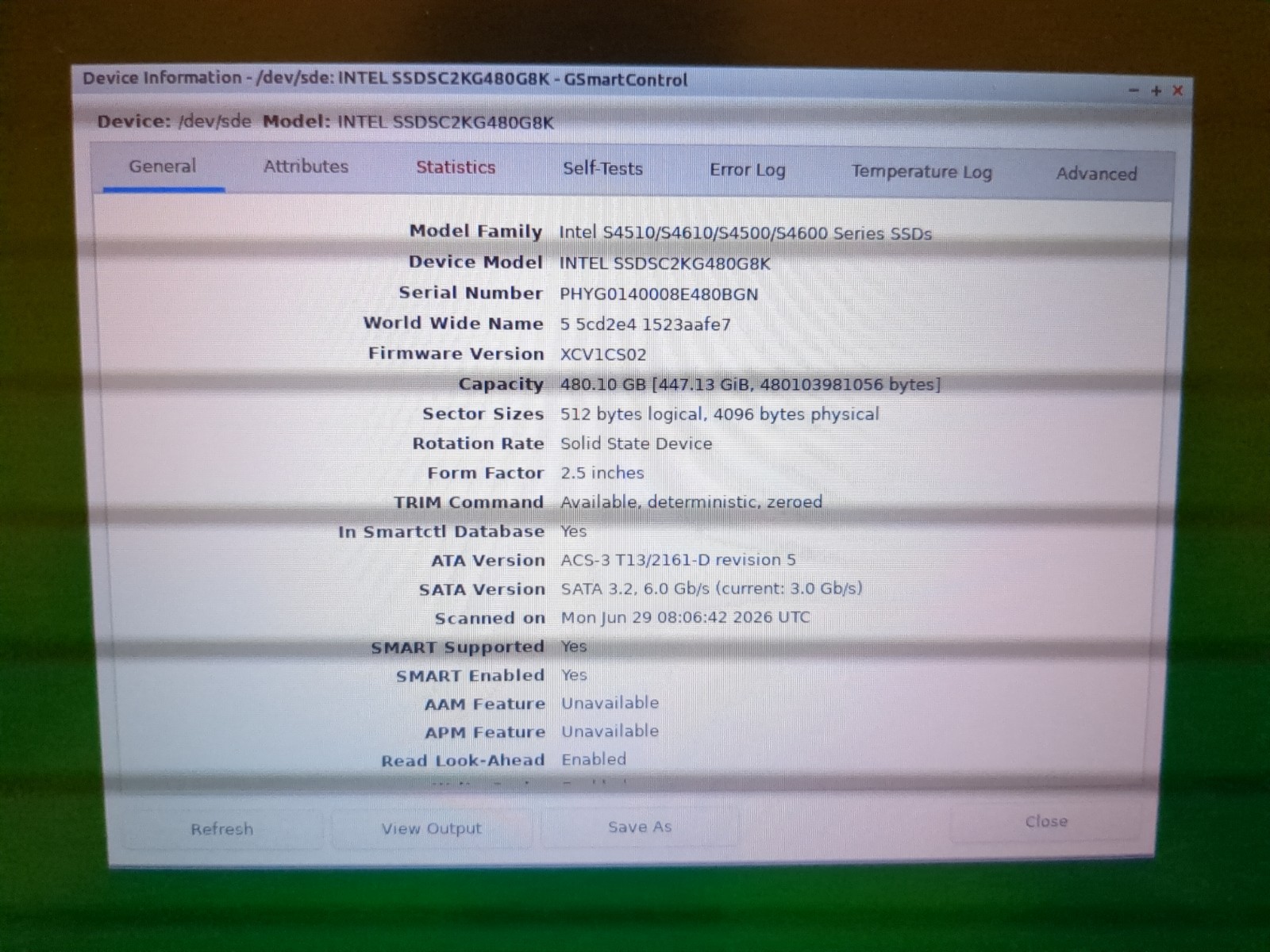 Intel 480GB SSD D3-S4610 Series TLC 6Gb/s average health