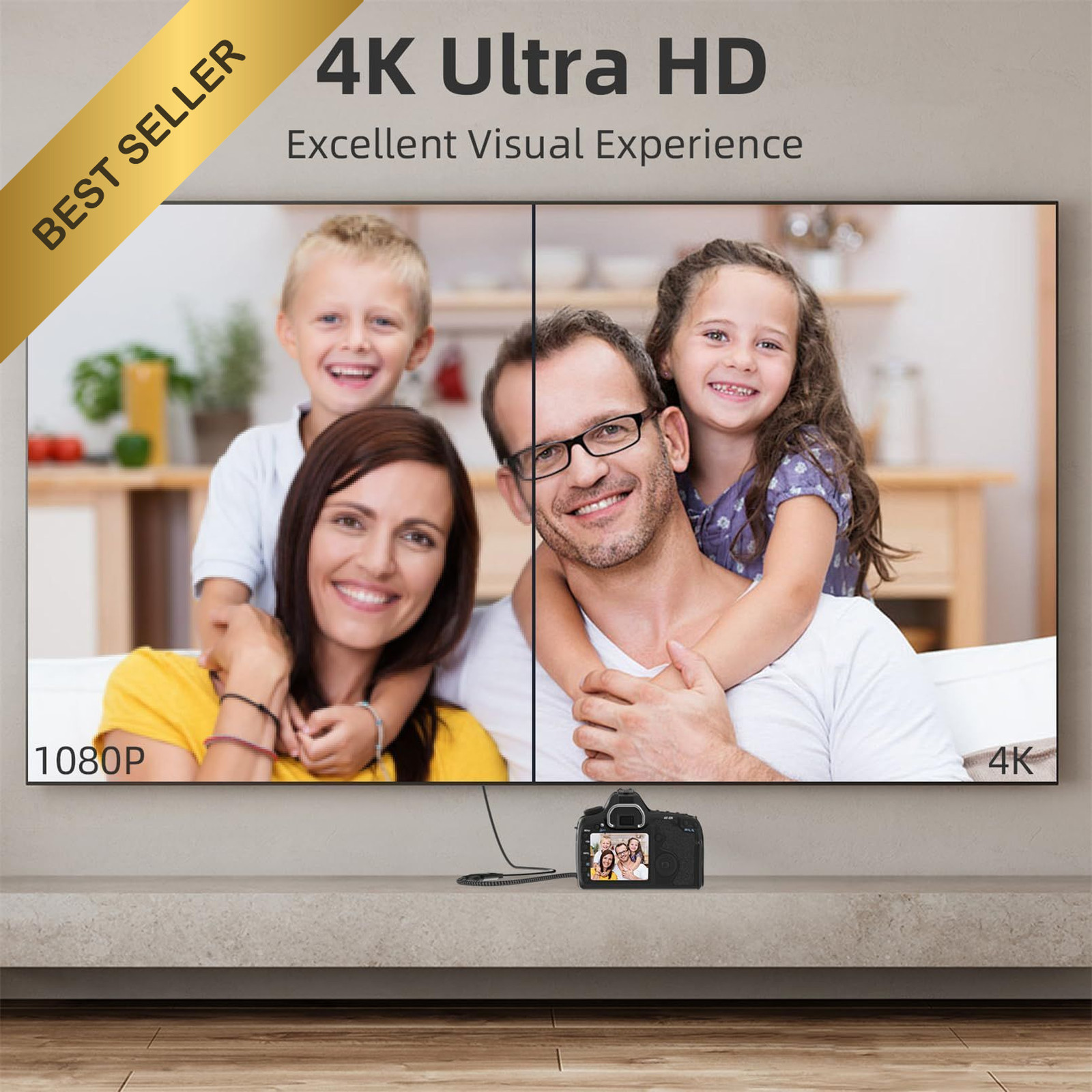 4K 60Hz Micro HDMI to HDMI Adapter Cable Type D to A Raspberry Pi 5 4 Camera