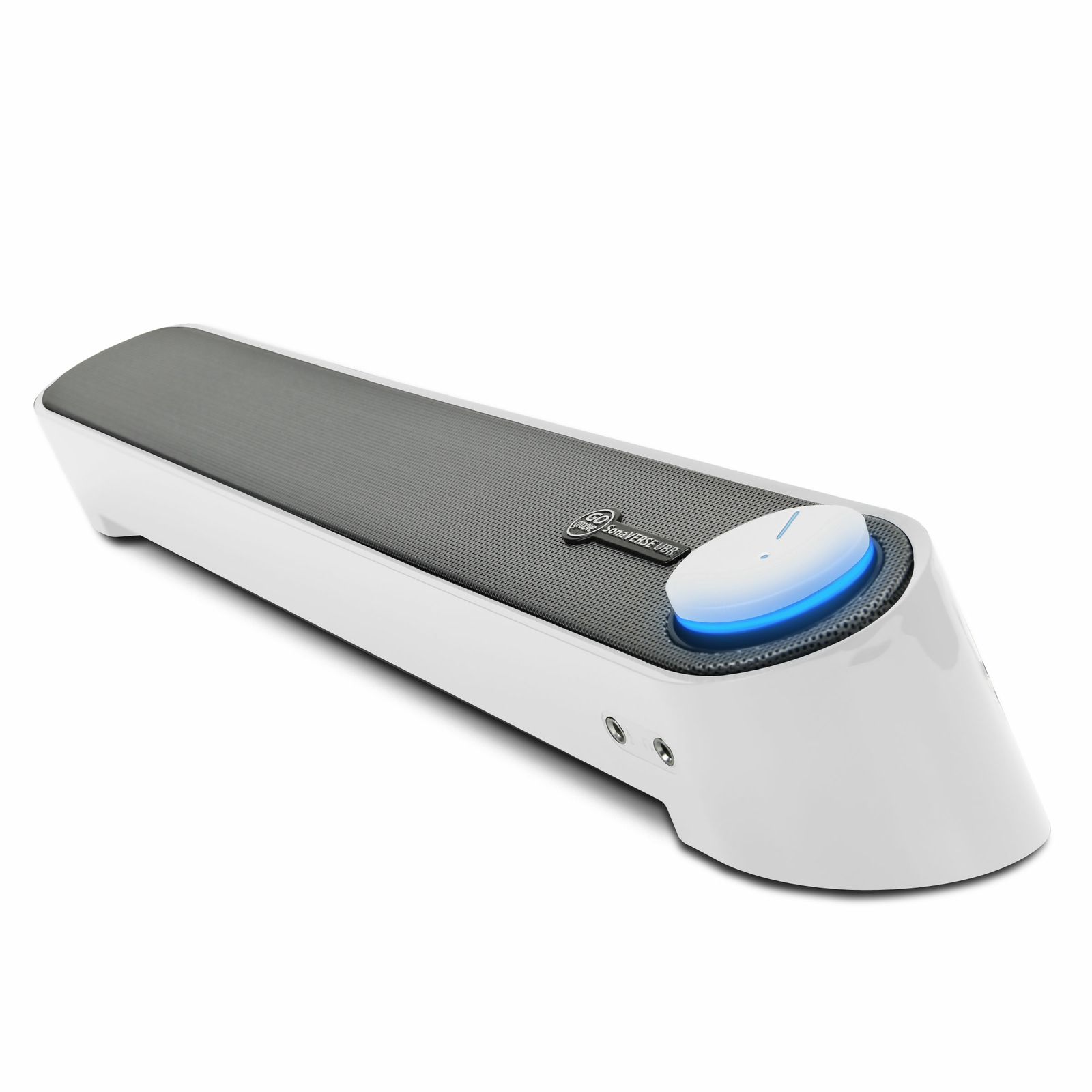 Computer Sound Bar Speaker (White) with Easy Access Headphone & Mic Jacks