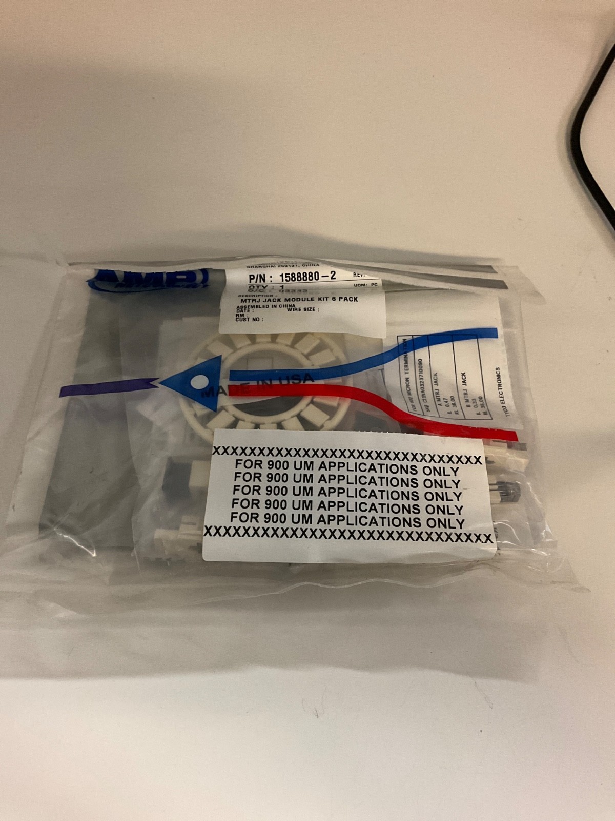 AMP netconnect 1588880-2 MTRJ jack module kit 6 pack (900 um applications only)