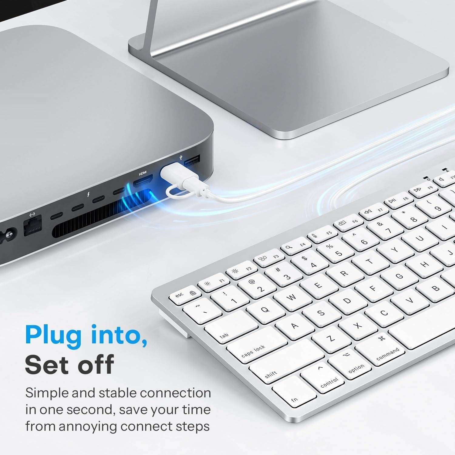 Compact Wired Keyboard for Mac with Ergonomic Design – 78 Keys, Easy Connection