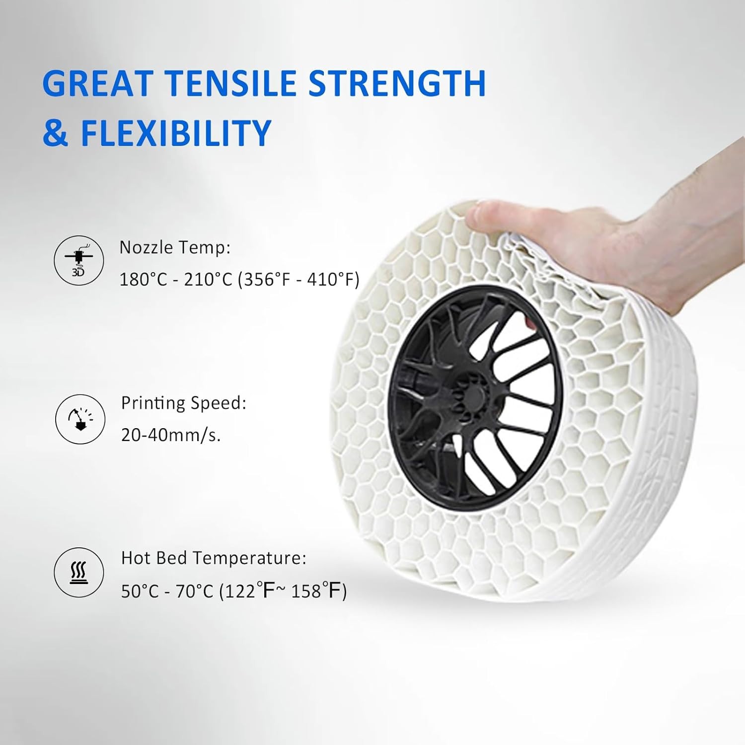 Geeetech 1.75mm TPU 3D Printer Filament 1kg Yellow 95A High Elastic TPU Filament