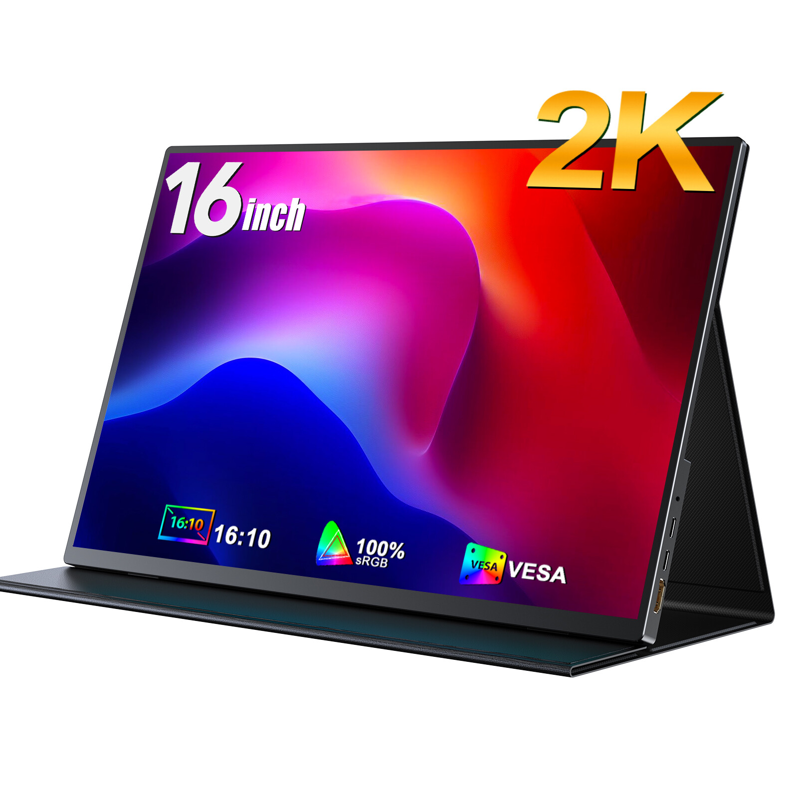 16 Inch Gaming Monitor 2560×1600 Portable Monitor 16:10 USB C 2K PC Screen