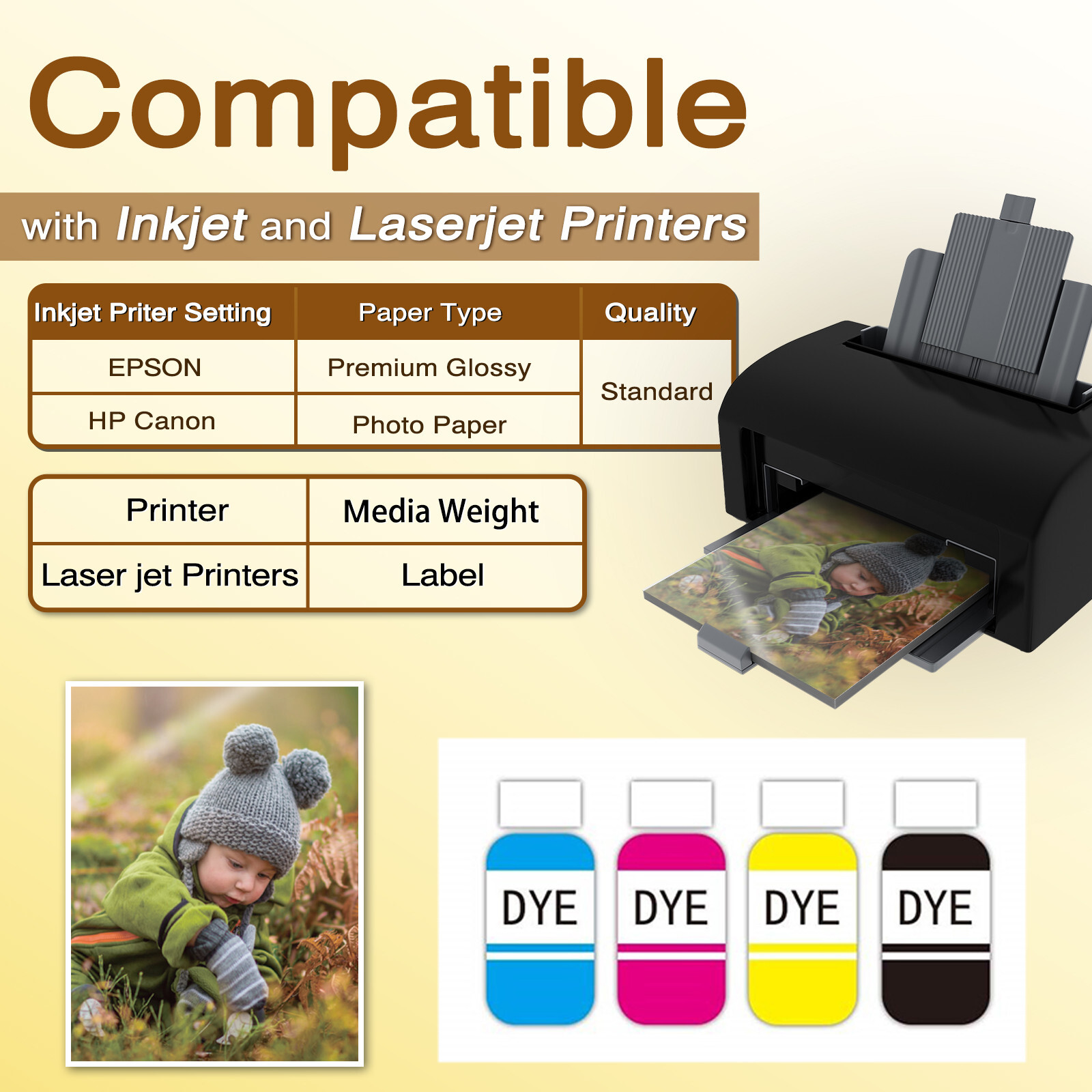 Koala Semi Glossy Photo Paper 8.5×11 for Inkjet + Laser Printers 30lb Brochure