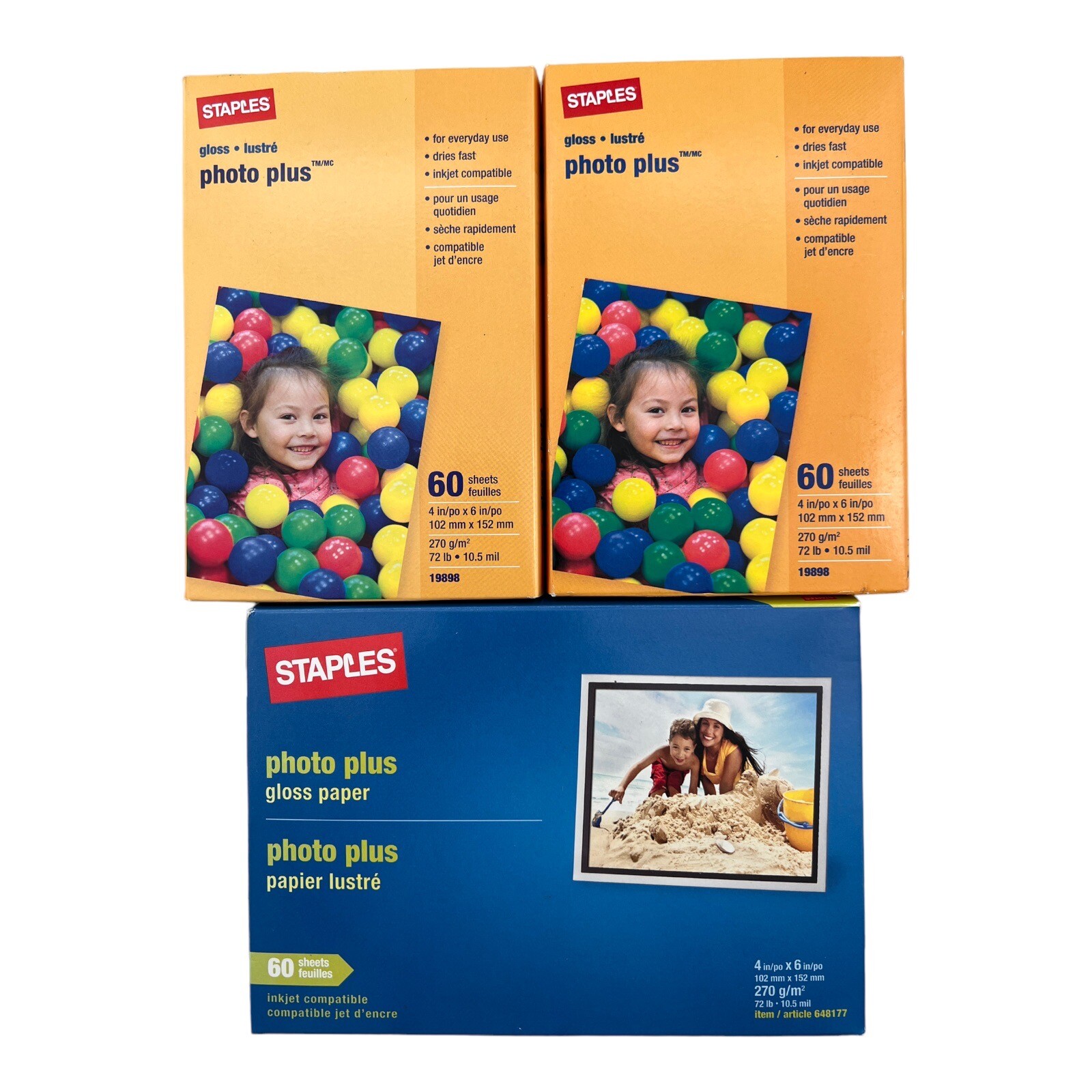 Glossy Photo Plus INKJET Paper 4 x 6 In 270gsm 10.5 mil 60 Sheets Each Lot of 3