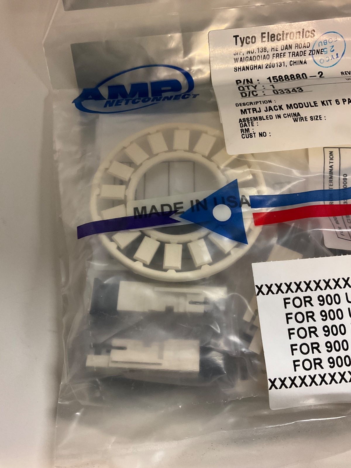 AMP netconnect 1588880-2 MTRJ jack module kit 6 pack (900 um applications only)