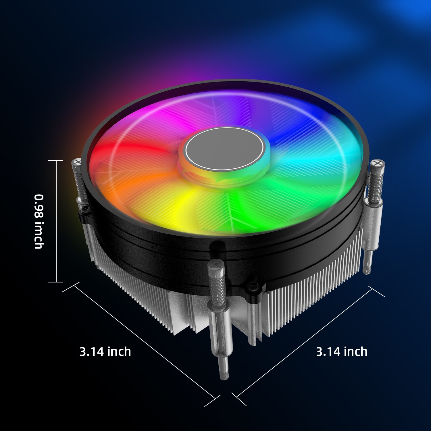 RGB CPU Air Cooler PC Computer 90mm Thermal Fan for Intel LGA 1700/1200/1150 USA