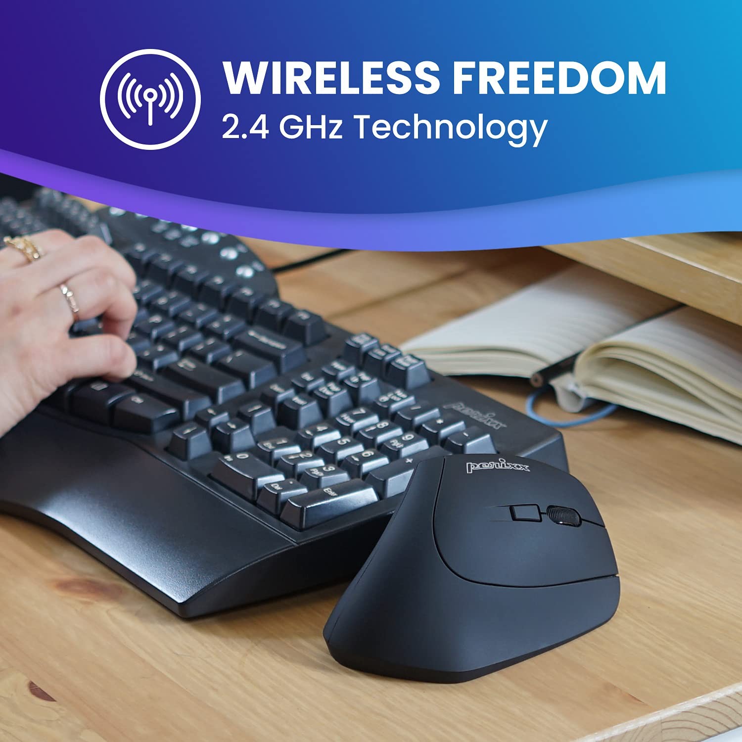 PERIMICE-715II Wireless Ergonomic Vertical Mouse – 2.4 G – 800/1200/1600 DPI …