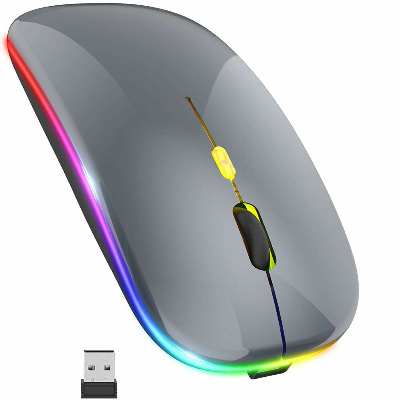 2.4GHz Wireless Optical Mouse USB Rechargeable RGB Cordless Mice For PC Laptop