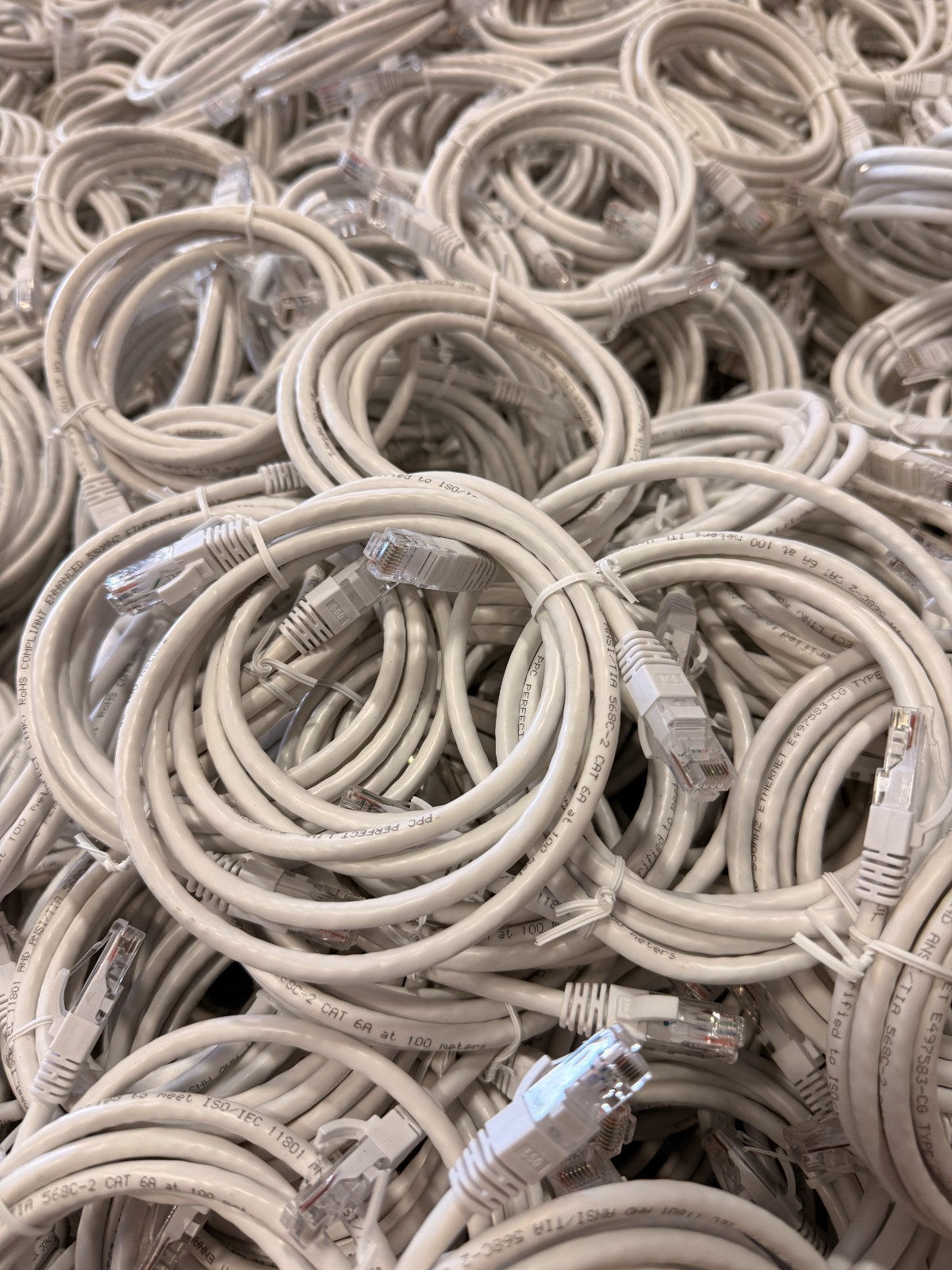 Perfect Link Lot of 20x6ft Cat 6a Cable White-550MHz Ethernet NEW