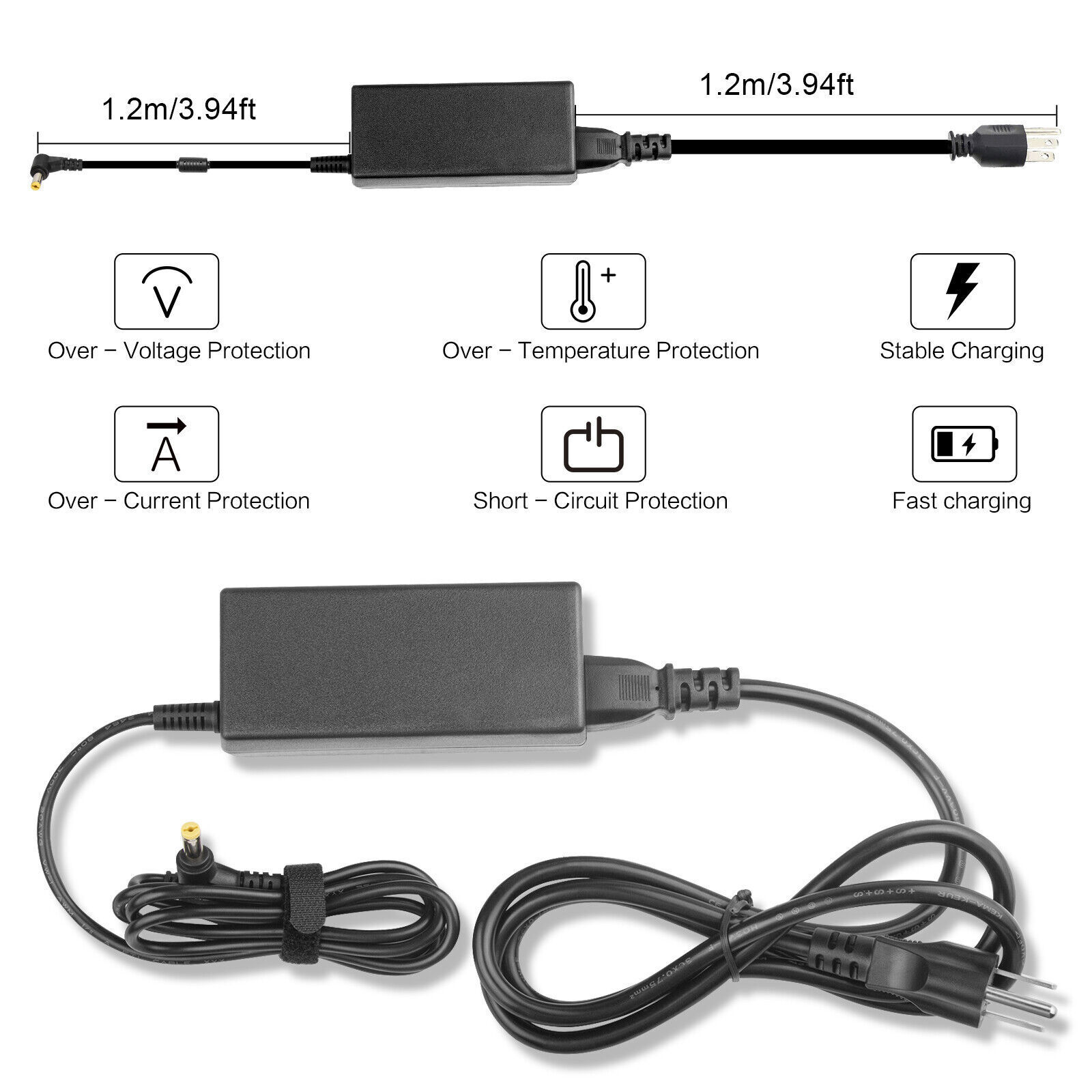 For Acer Aspire 19V 3.42A 65W Laptop AC Adapter Charger Power Cord 5.5*1.7mm