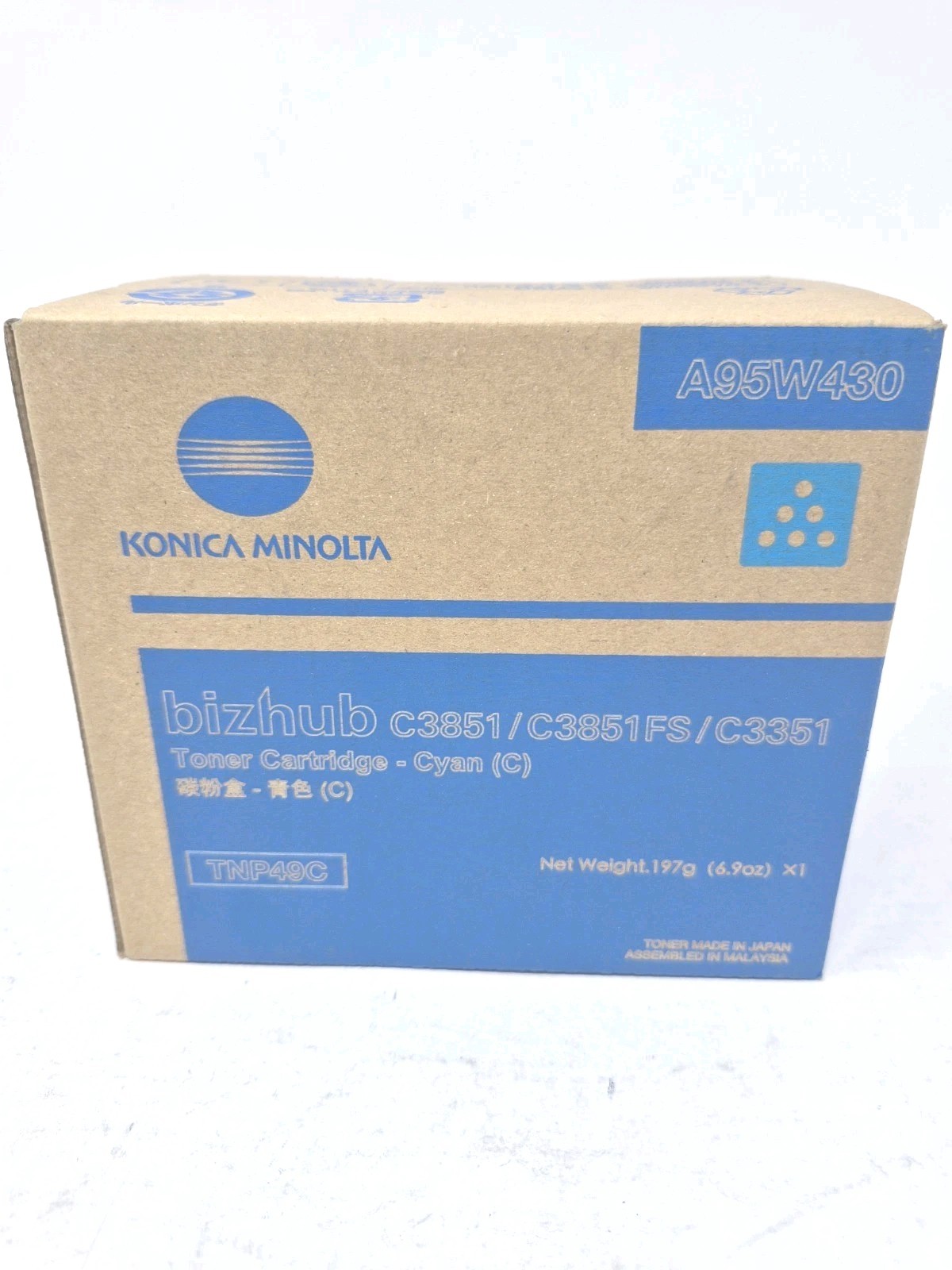 Konica Minolta TNP49C Toner Cartridge-Cyan (C) A95W430-New Open Box