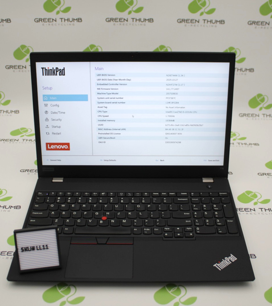 Lenovo ThinkPad T15 Gen 1 15.6″ Screen i5-10310U 1.7GHz 16GB NO SSD GRADE A