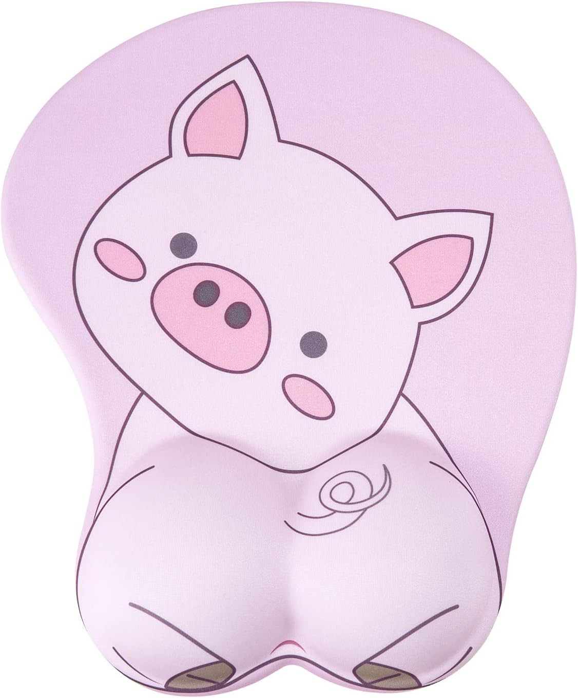 Mouse Pad Wrist Support, Pig Shape Design Pink Mouse Pad with Non-Slip Base, Des