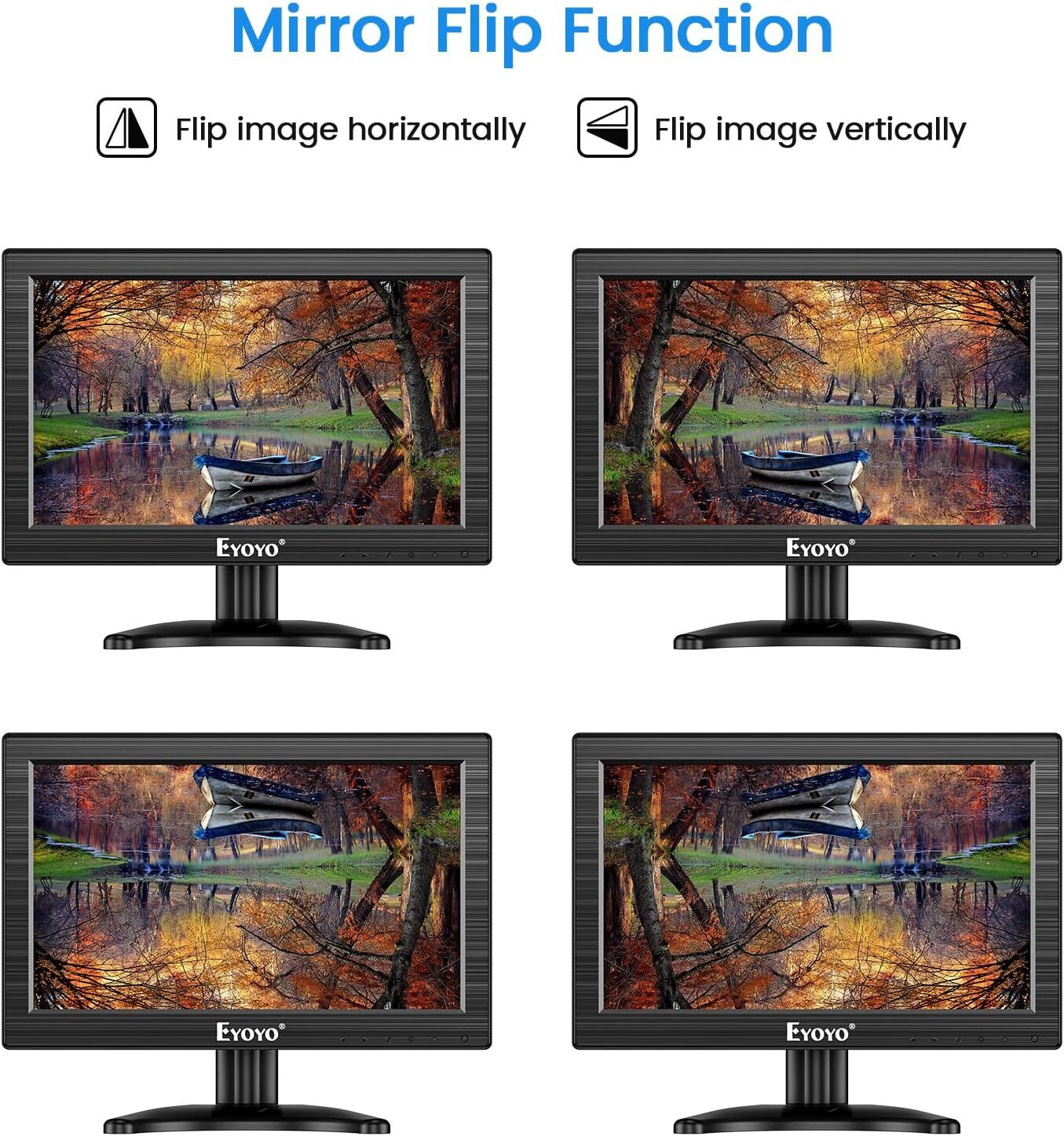 Eyoyo 12″ TFT LCD Monitor with AV BNC HDMI VGA Input 1366×768 for PC CCTV Game