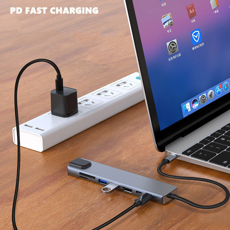 8-in-1 USB-C 4K HDMI Hub/Adapter 100W Laptop Power HDMI/RJ45 Ethernet/PD Charger