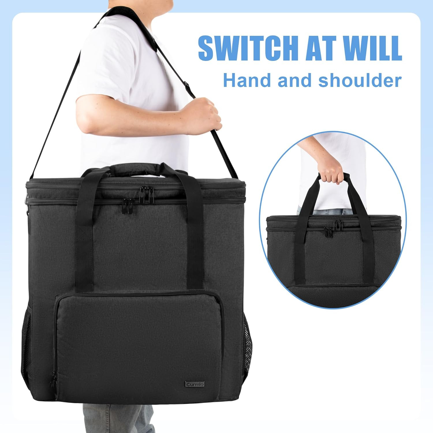 Double-Layer PC Carrying Case, Desktop Computer Travel Bag for PC Chassis, Keybo