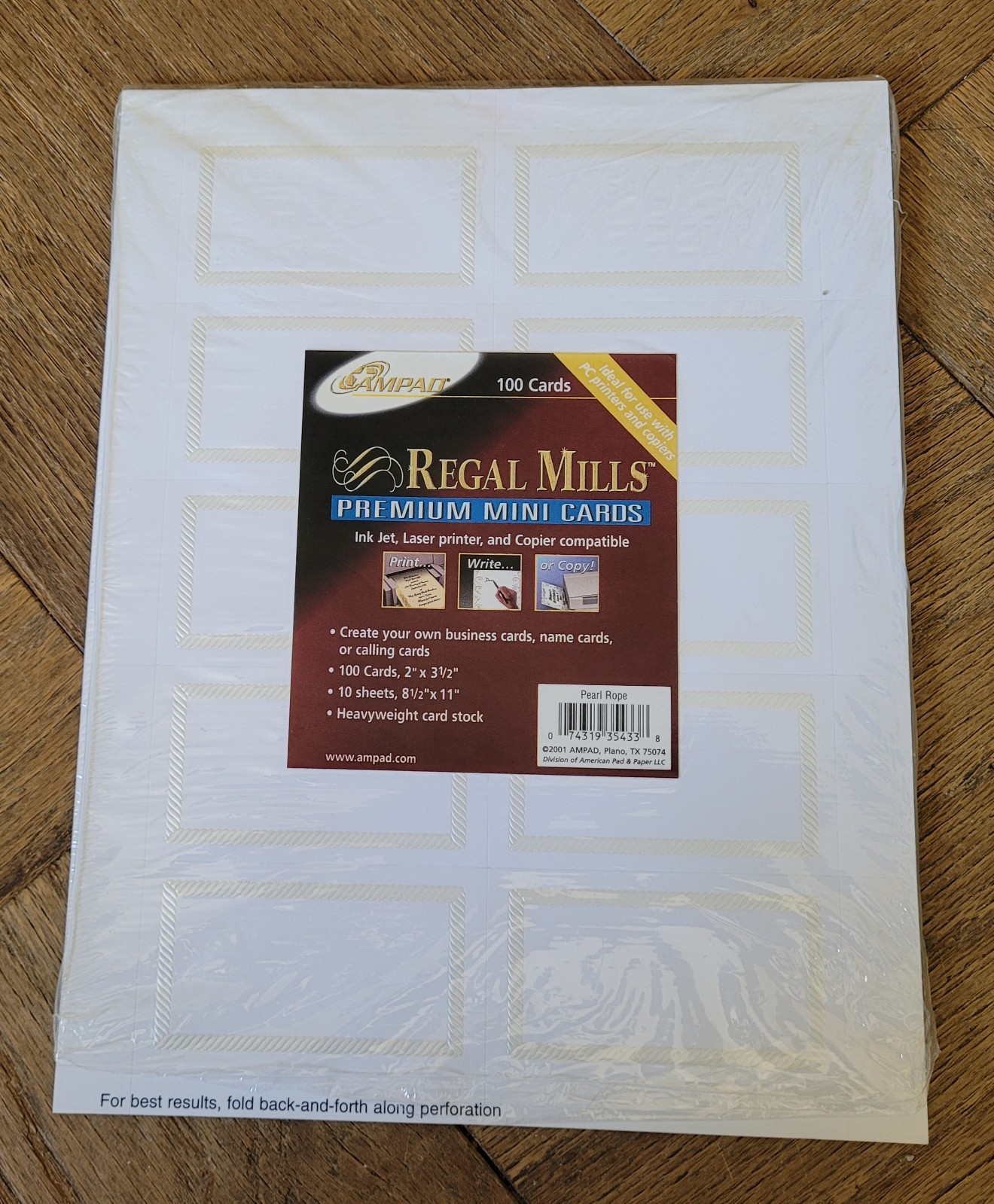 Ampad Regal Mills 100 Business Size Blank Cards – Pearl Rope – Money Back