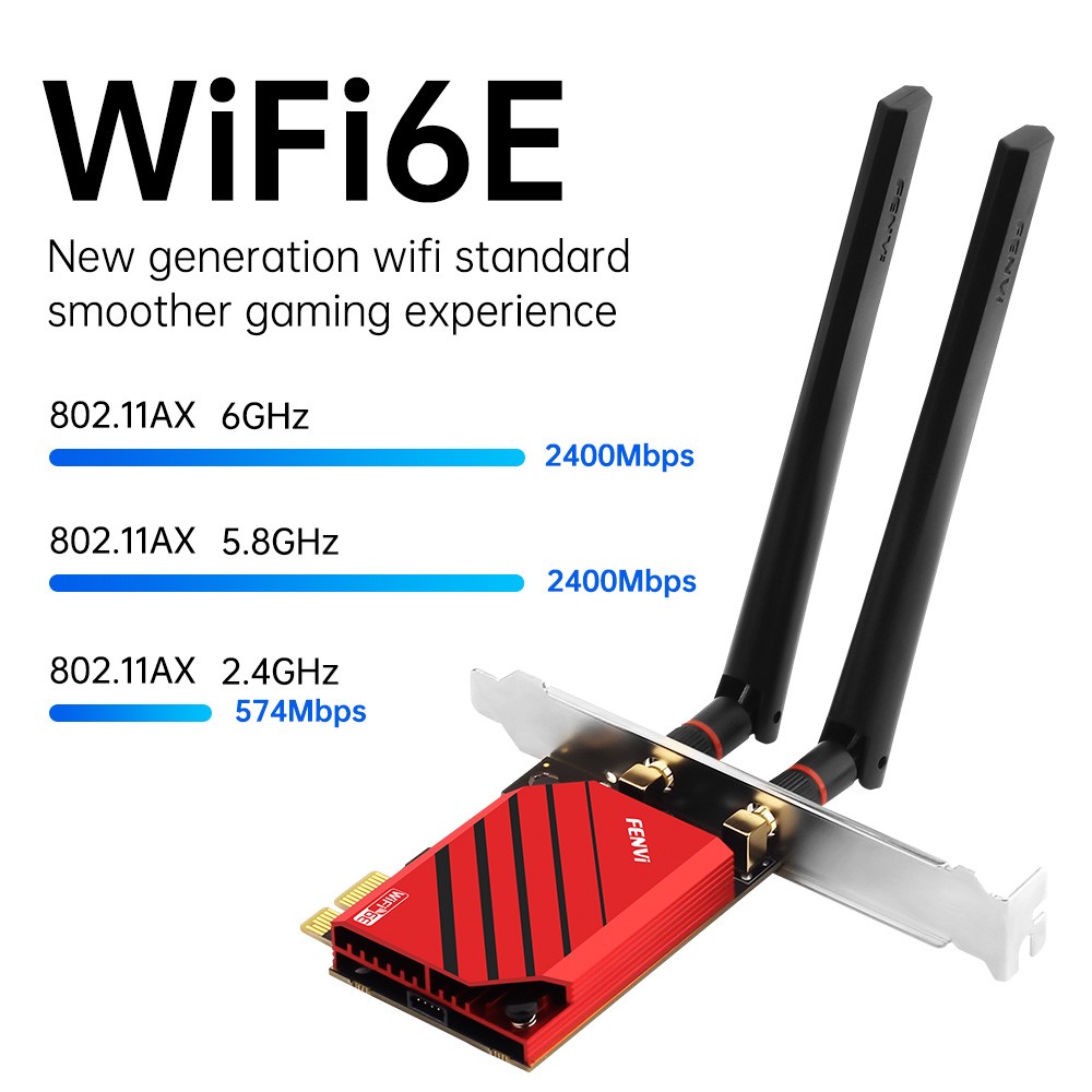 WiFi 6E AX5400 PCIe Wireless Card RTL8852CE Tri-Band 6GHz Bluetooth 5.3 Gaming