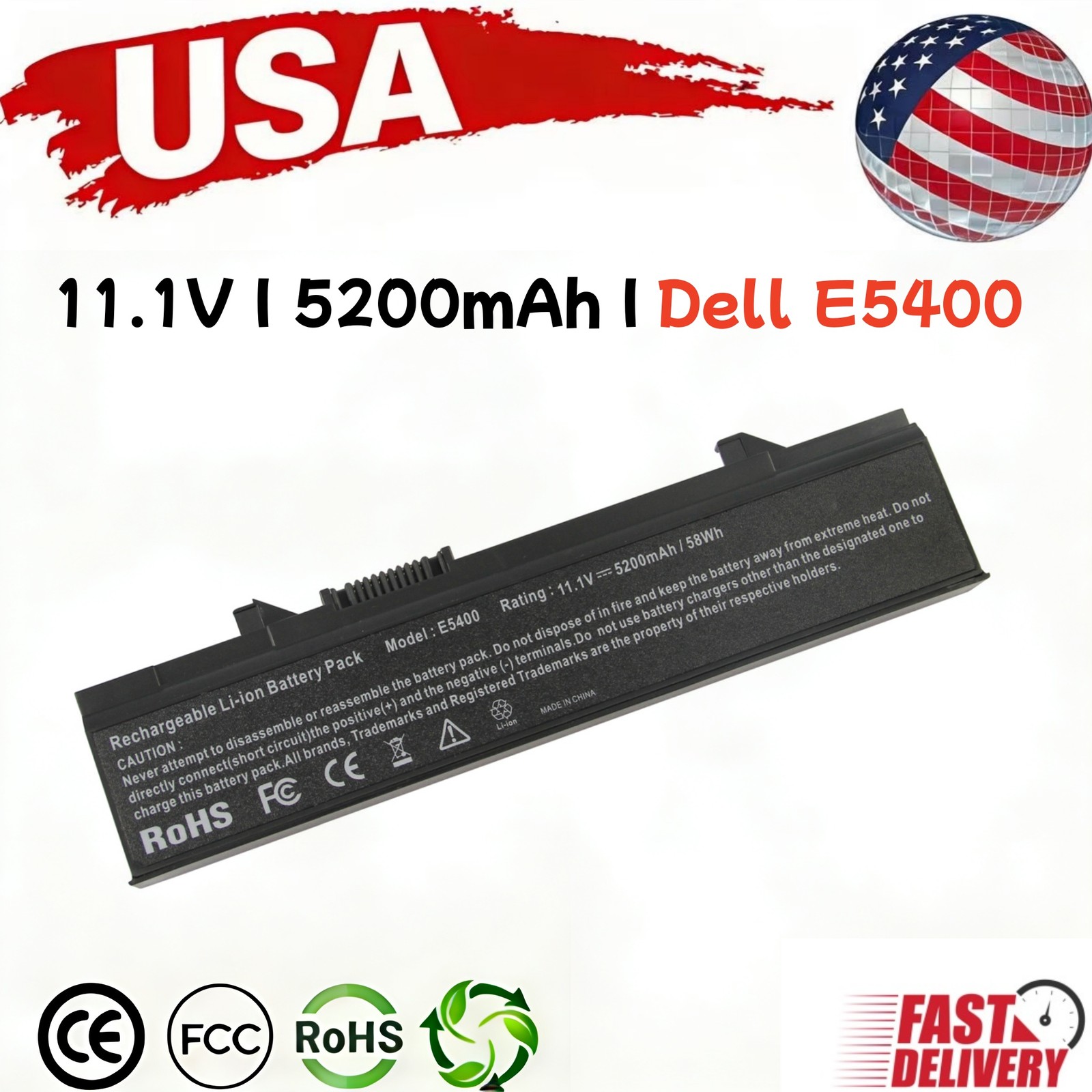 5200mAh Battery for Dell Latitude E5400 E5500 E5410 E5510 E5550 PX644H KM74