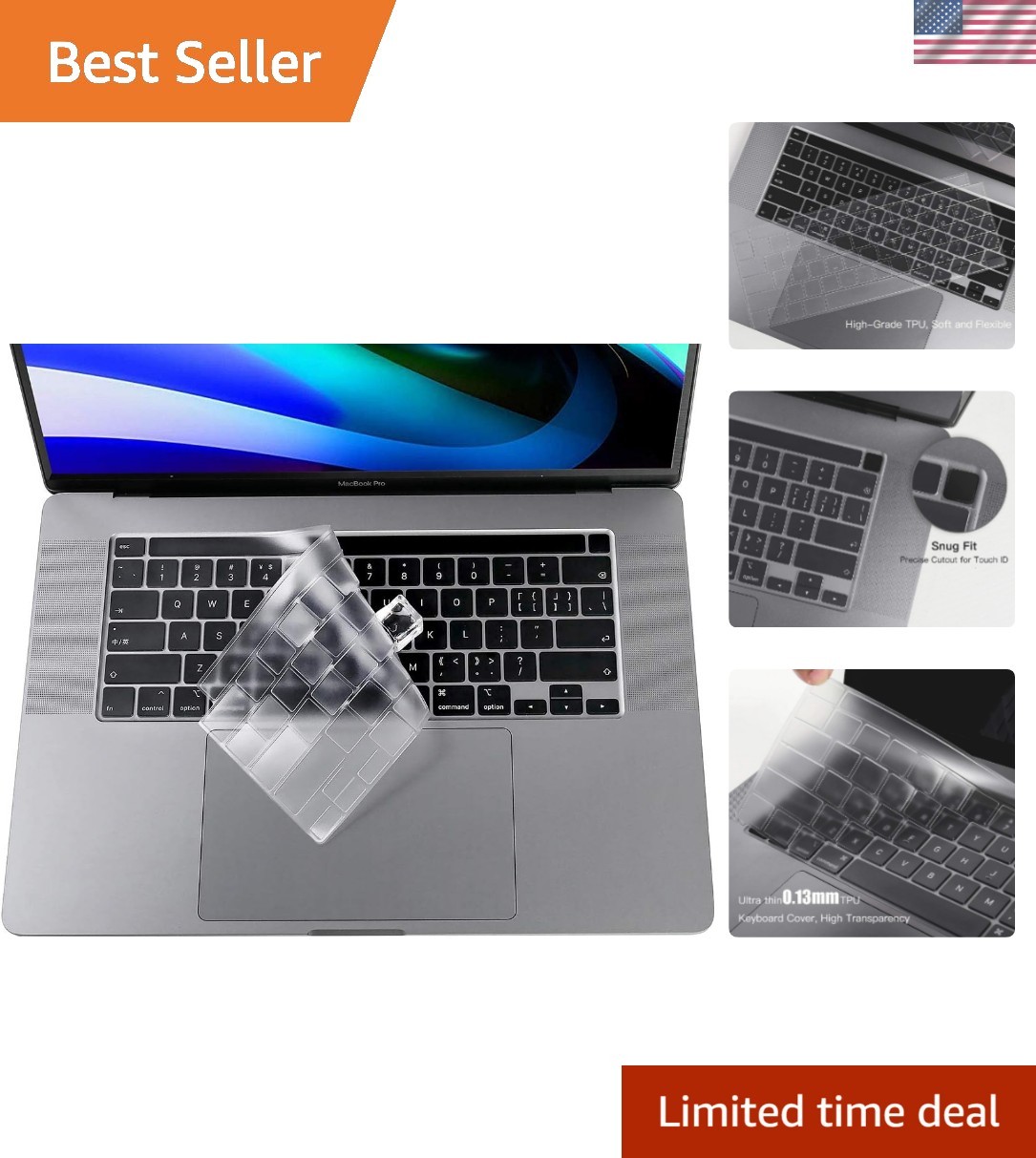 Ultra-Thin TPU Keyboard Cover for MacBook Pro 13″ & 16″ – Water & Dust Resistant