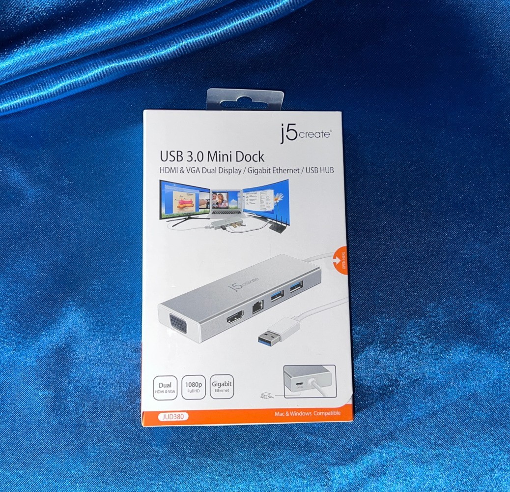 J5Create JUD380 USB 3.0 Mini Dock – HDMI and VGA Dual Display – Gigabit Ethernet