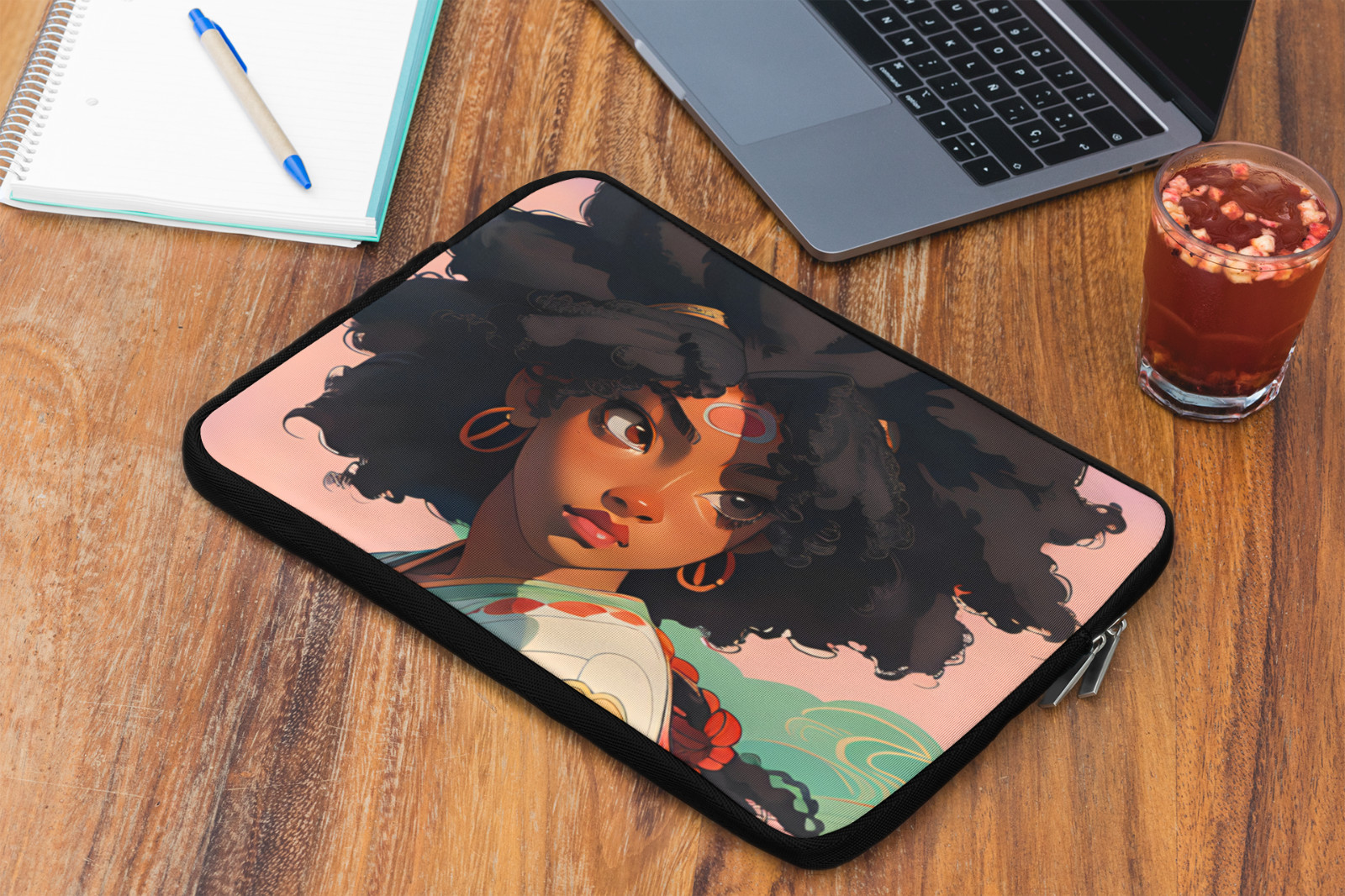 Black Girl Anime Laptop and Tablet Sleeve 7-in, 10-inch, 13-inch, 15-inch, 17-