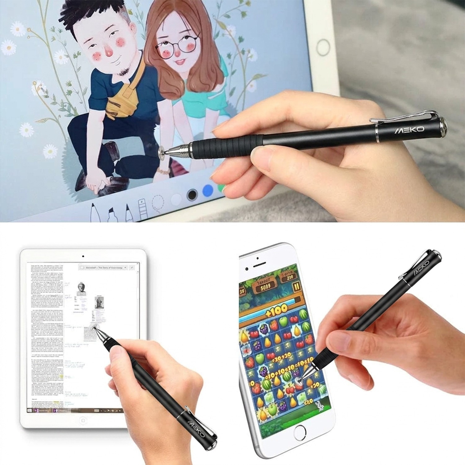 (2nd Generation) [2 in 1 Precision Series] MEKO Disc Stylus Pen 2PCS