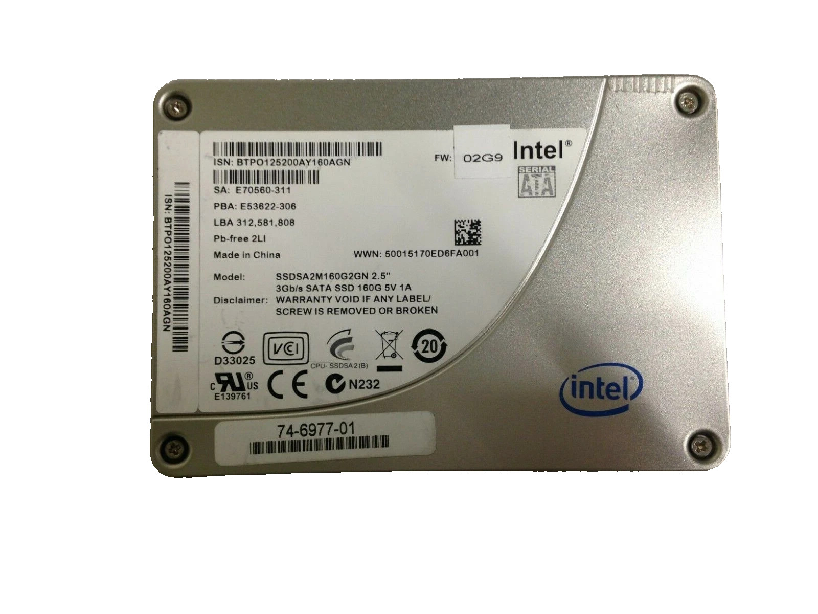 Intel SSDSA2M160G2GN SATA SSD 160GB 2.5″ Hard Drive Tested