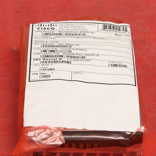 Cisco N2200-PAC-400W-B 2200 FEX Power Supply, Back to Front