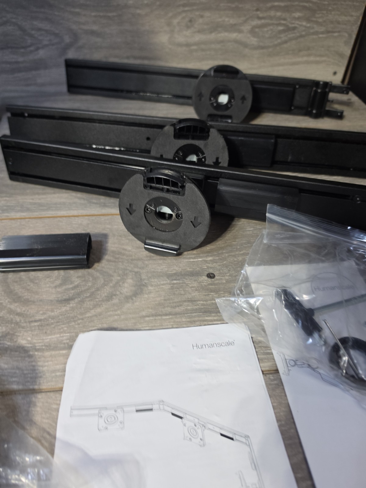 New Humanscale M10 – M/flex Triple Monitor Mounts- Gray & Black Brushed & NOB