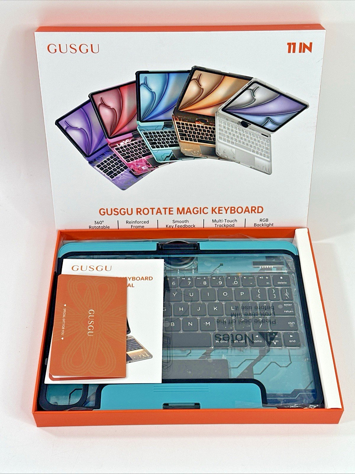 GUSGU Transparent Case with Wireless Keyboard iPad Pro 11 in 5th Gen